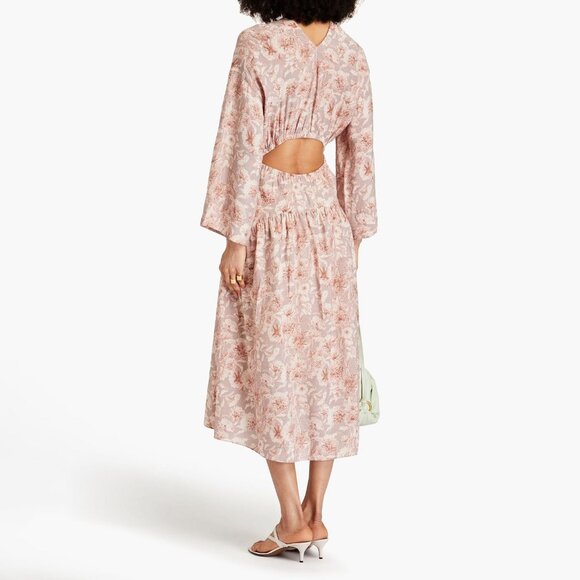 New Vince Dahlia Back Cut-Out Maxi Dress Lotus Shell Large $425 - Picture 3 of 10